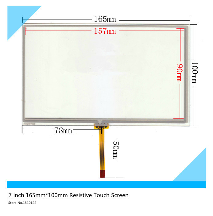 7 inch 165mm*100mm Resistive Touch Screen Digitizer for Car navigation DVD tablet PC (The wire in the middle) touch panel glass