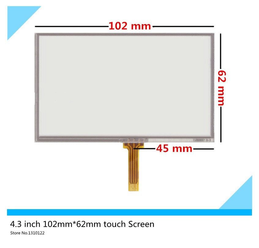 4.3 inch 102mm*62mm Resistive Touch Screen Digitizer for GPS navigator A043TN24 V.4 V.1 touch panel free shipping