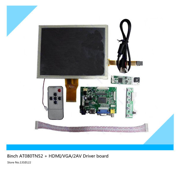 8''inch AT080TN52 LCD + HDMI/VGA/2AV Driver board +touch panel kit for Raspberry Pi Free shipping