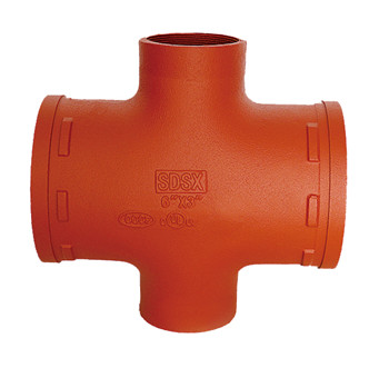 Casting process high pressure ductile iron grooved reducing cross