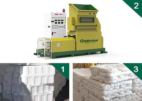 Styrofoam recycling with GREENMAX MARS series melting machine