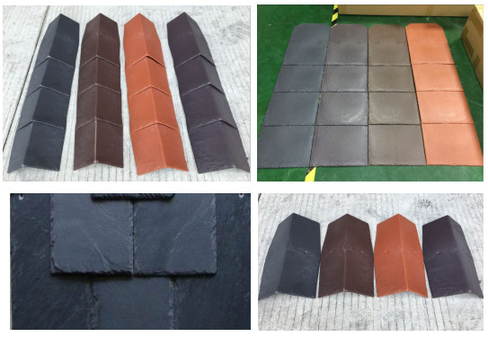 Wholesale price synthetic popular natural plastic slate and roof ridge  tile