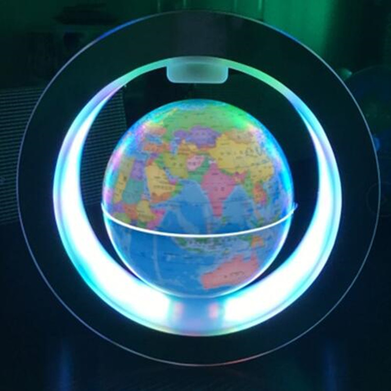 ABS material 4 inch magnetic floating globe with colorful led light