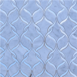 Customized newest fashionable light blue waterjet mosaic