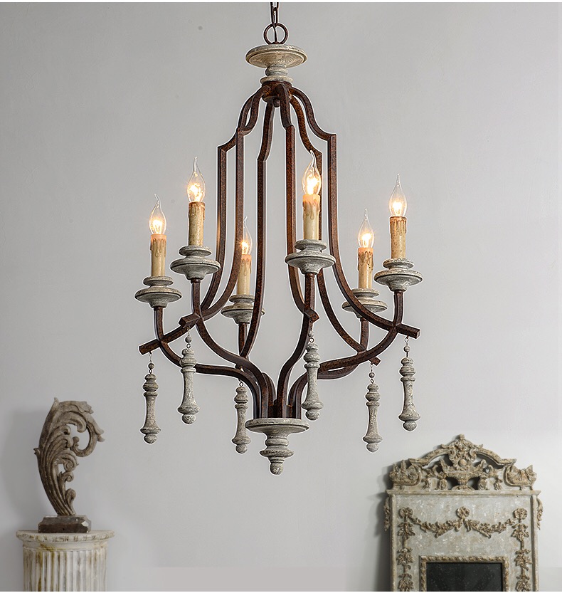 new design Retro wrought iron nostalgic classic chandelier wholesale