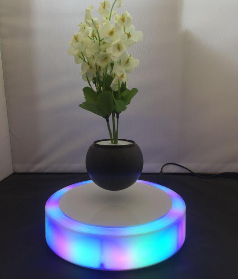 Round colorful glow base magnetic levitation floating plant