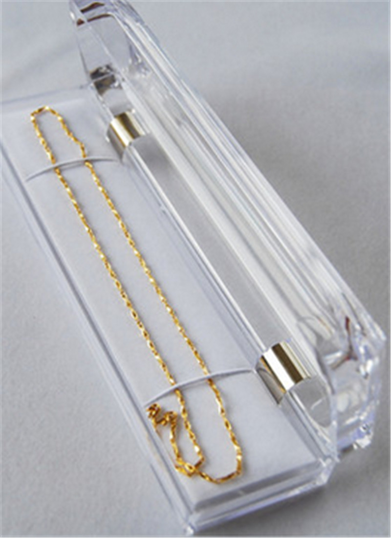 Acrylic transparent rectangle necklace jewelry box packaging supplier