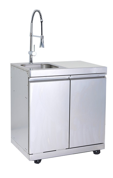 Stainless Steel Outdoor double door cabinet with marble and sink
