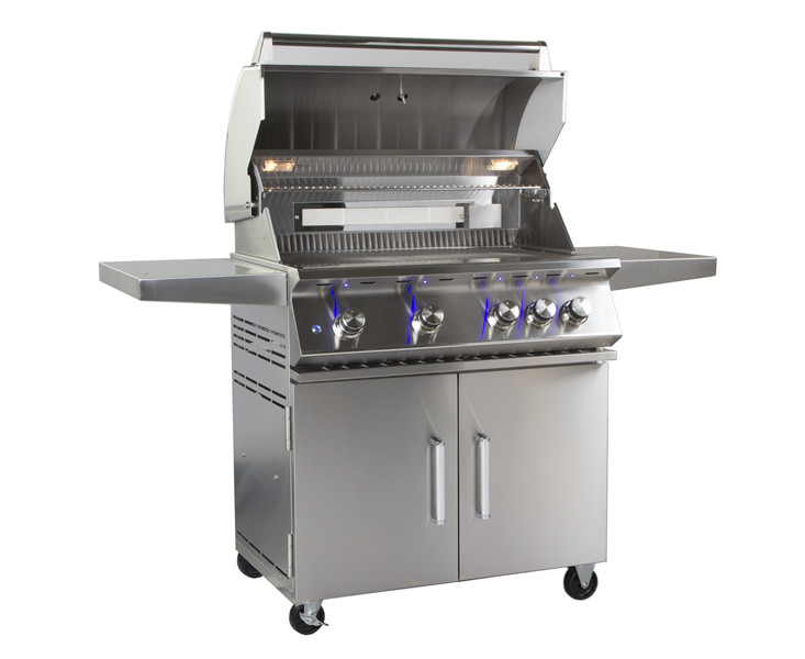 Outdoor 34-Inch 4-Burner Freestanding Propane Gas Grill with Rear Infrared Burner