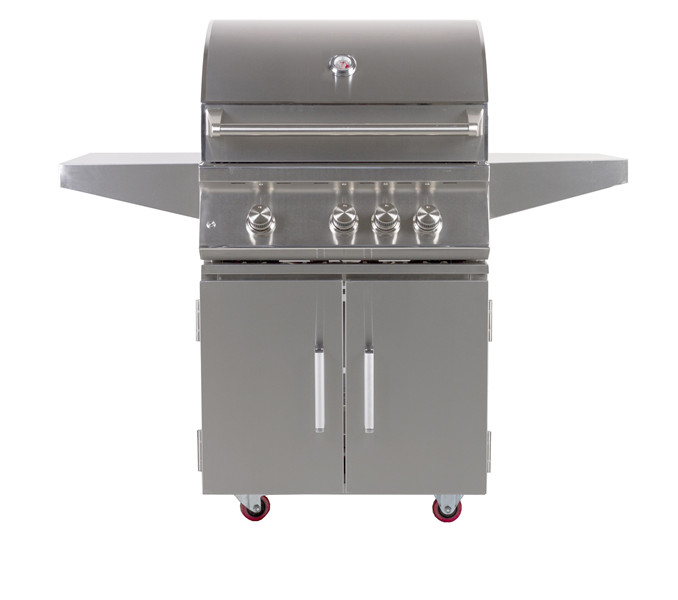 Outdoor 28-Inch 3-Burner Freestanding Propane Gas Grill with Rear Infrared Burner
