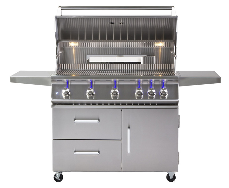 Outdoor 42-Inch 5-Burner Freestanding Propane Gas Grill with Rear Infrared Burner