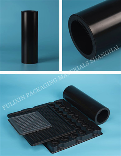 Black Embedded Conductive PP & HIPS plastic film  for electronic components packaging for thermoforming