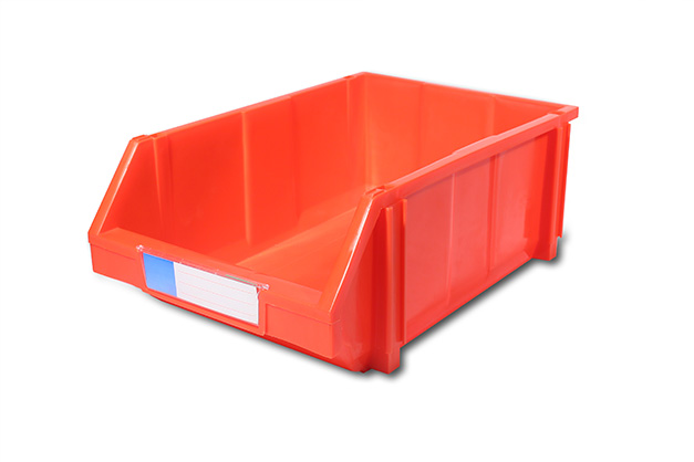 Durable plastic nesting turnover container with attached lid