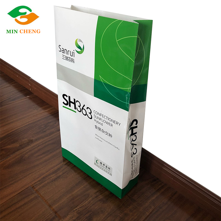 flat bottom laminated paper bag for seeds packaging