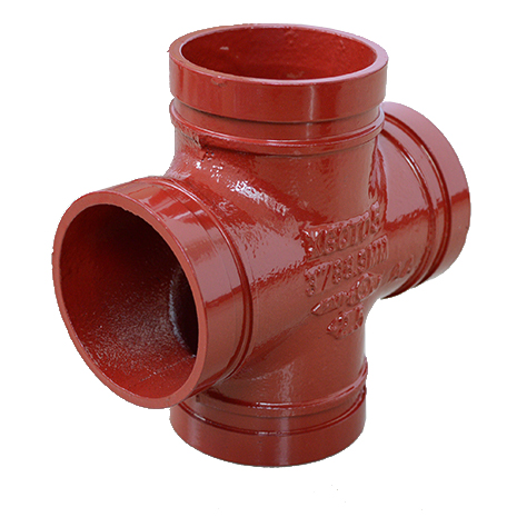FM UL CE approved Equal Grooved red Cross ductile iron grooved pipe fittings WPT brand