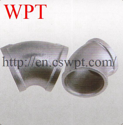 Malleable iron threaded 45 elbow threaded pipe fitting supplier