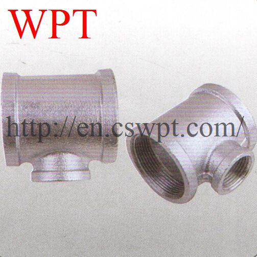 Malleable iron threaded reducing tee 130R for fire fighting