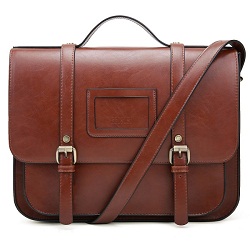 Women Briefcase Vintage Crossbody Messenger Bag PU Leather Satchel Purse