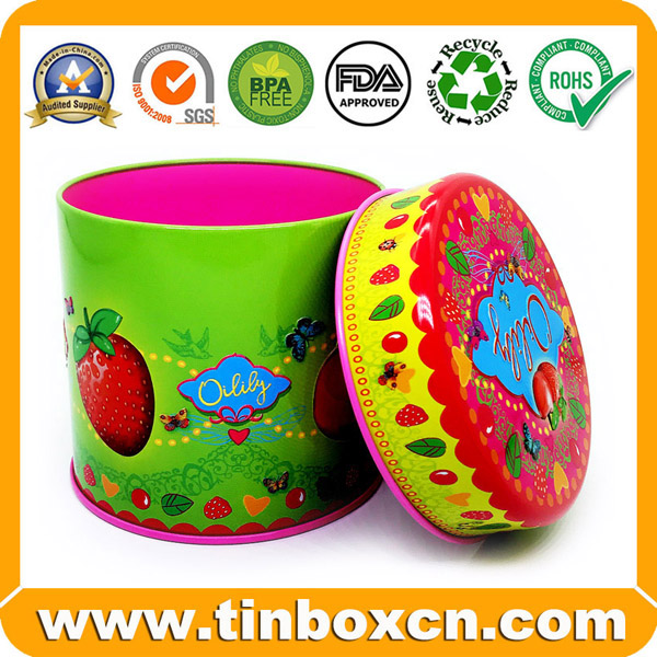 Custom Round Tin Can, Tin Box, Food Tin, Metal Tin Packaging for Candy, Chocolate, Cookie, Biscuit and Snack
