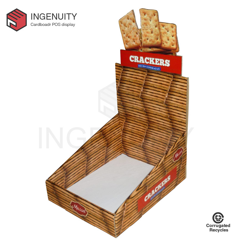 Recycle cardboard display box for crackers CDU-TRAY-025