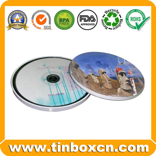 Round CD Tin Box for Metal CD Bag, Tin CD Case