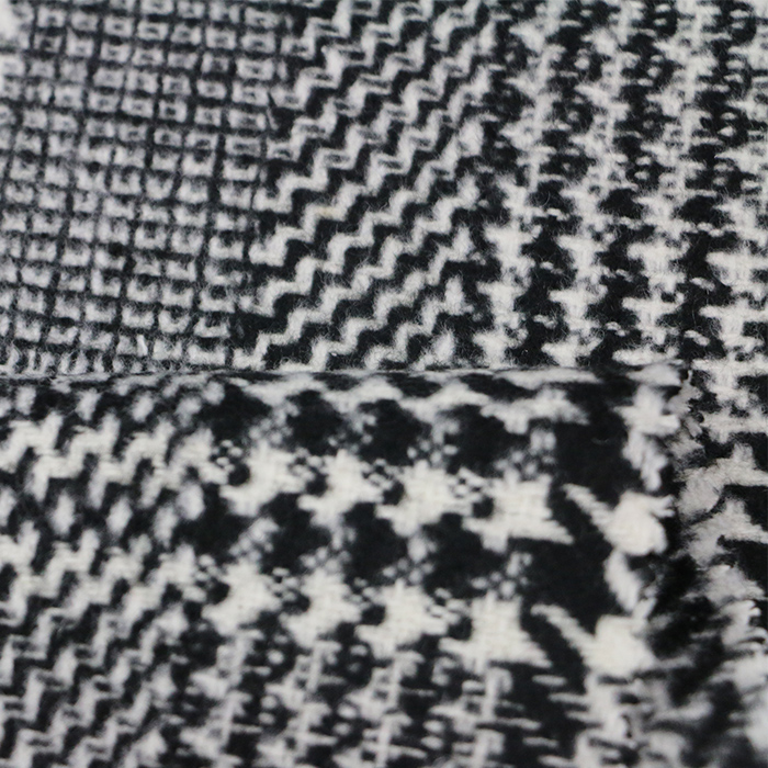 fashion 100%polyester black and white swallow gird woollen woven fabric