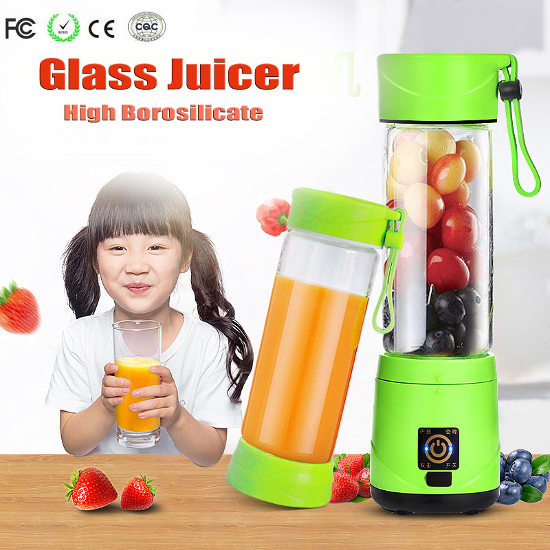 KSP-A1 Strong Power 150W 450ml 6 Blades Portable USB Rechargeable Fruit Juicer Mini Electric Blender