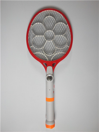 Electric white handle mosquito killer zapper with LED torch lamp rechargeable fly-hitting insect bat