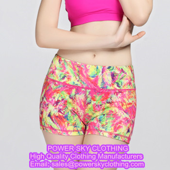 Custom Fashion Sexy Ladies Printing Colorful Fitness Yoga Shorts From Power Sky Yoga Clothes Supplier