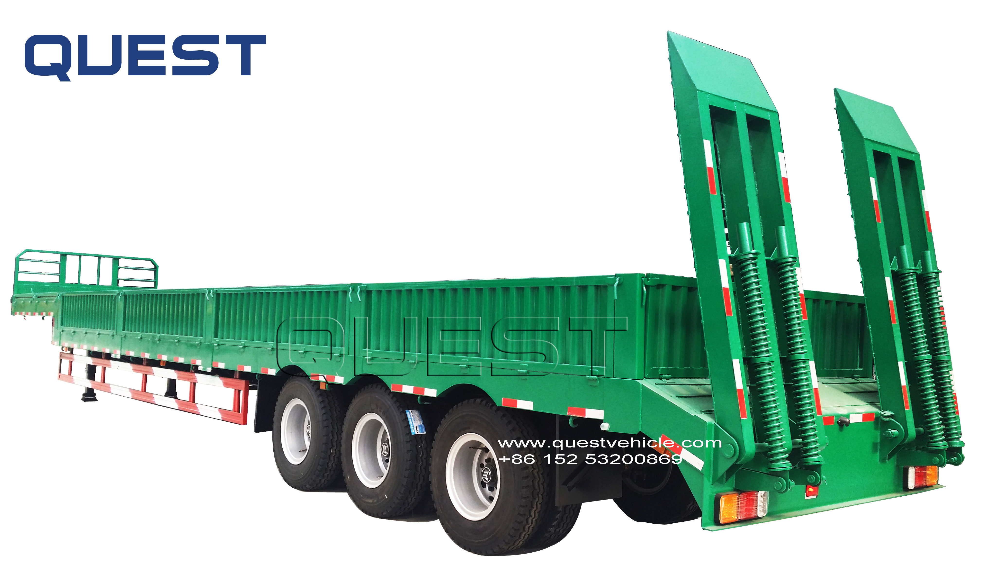 60Tons Multi function 3 axles Low bed semi trailer 