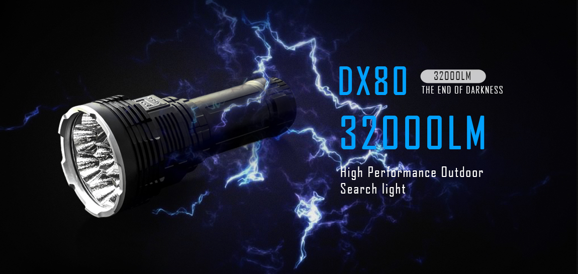 DX80黑暗终结者是一款智能规划亮度和续航时间高性能户外手电
