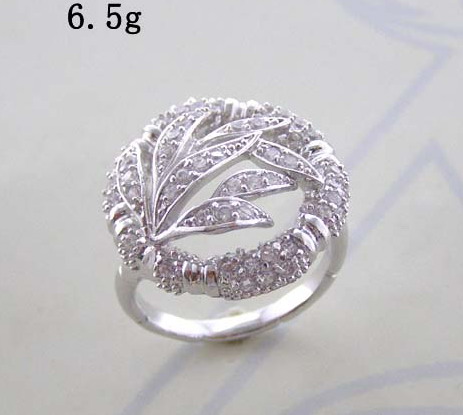 Wholesale rhodium plated bamboo shape ring with clear cubic zirconia