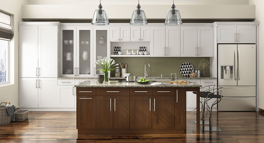 Shaker Style Straight Line Kitchen with Island OP17-L09