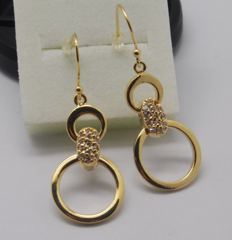 Wholesale 18K gold plated double circles fashion earring