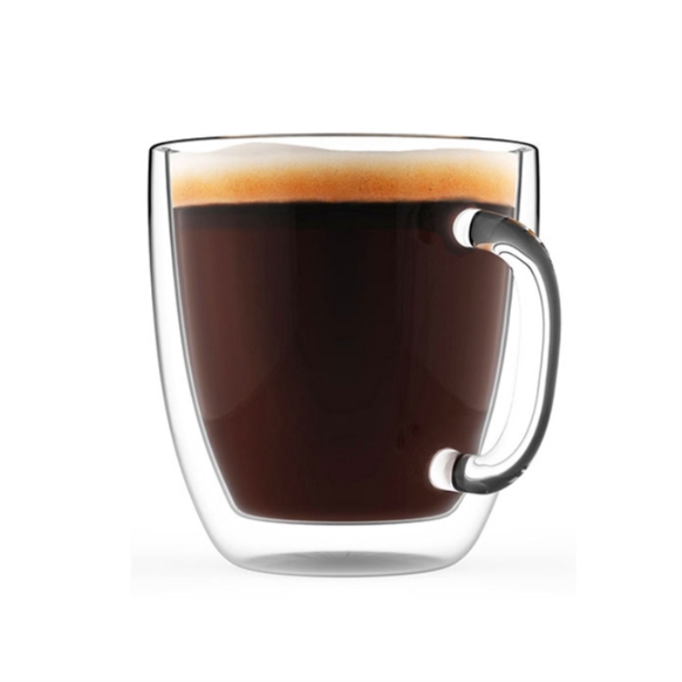 16oz Hand-Blown Double Wall Glass Large Coffee Mugs
