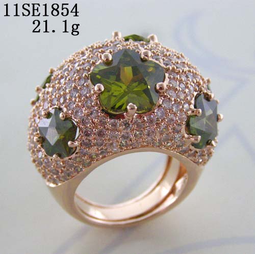 Jewelry factory -- 18k gold plated mass stones fashion ring