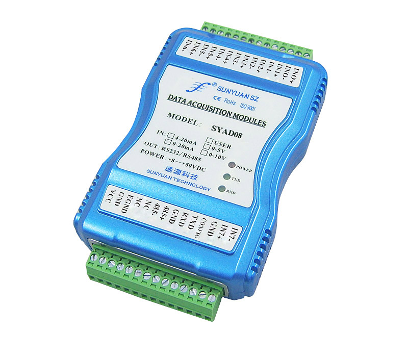 4-20mA/0-10V/5V to RS232/RS485 digital isolator Converter(each channel non-isolation) SY AD08 Series-8-ch