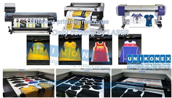Dye sublimation printed laser cutting by Unikonex