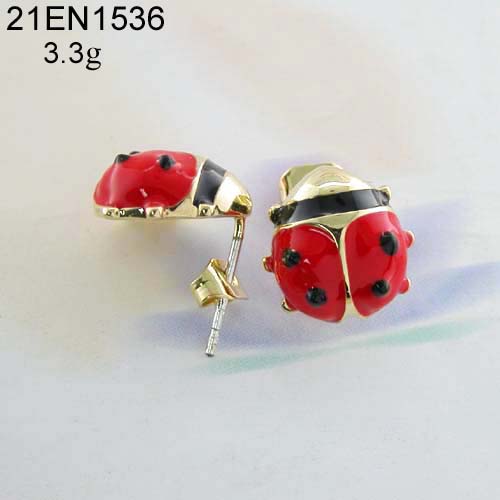 Wholesale 18K gold plated cute enamel ladybug earring