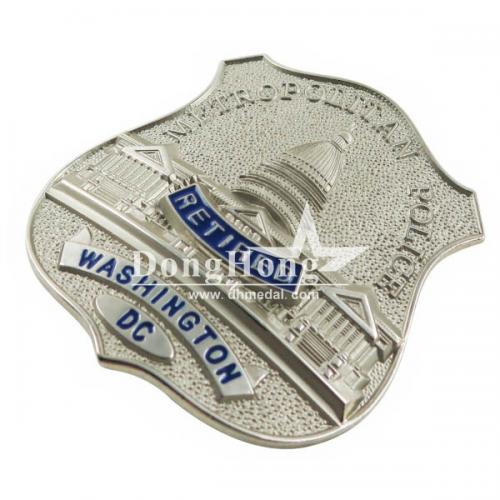 Wholesale 3D Metal Police Badge In Satin Nickel Plating