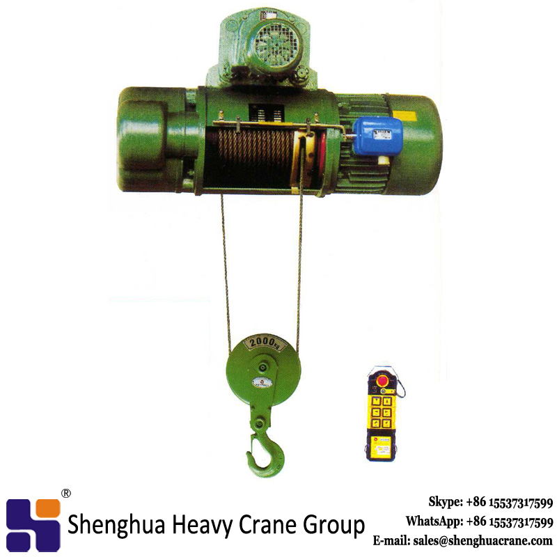 20ton double speed cd1 electric wire rope hoist with remote control