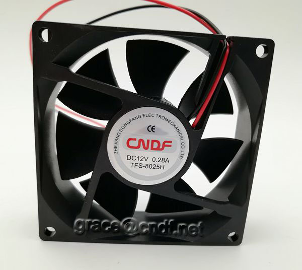 CNDF from zhejiang province chian factory provide 12VDC 80x80x25mm dc brushless cooling fan TFS8025H12