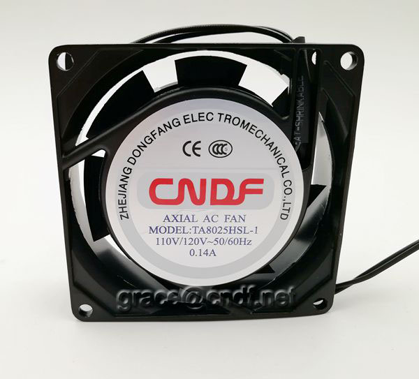 CNDF ventilation flow fan 80x80x25mm 220/240VAC TA8025HSL-2 sleeve bearing and 2 ball bearing 80x80x25mm