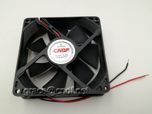 CNDF made in china plastic material square dc cooling fan 92x92x25mm 12VDc sleeve bearing and 2 ball bearing TFS9225H12