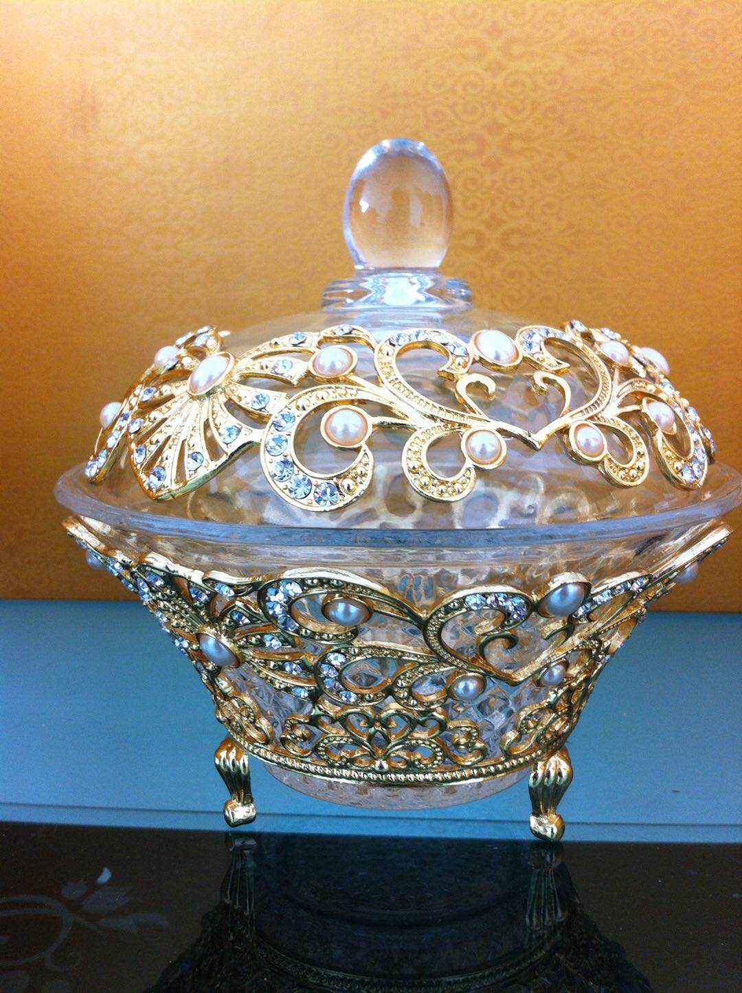 Glass sugar bowl with ZAMAC decoration