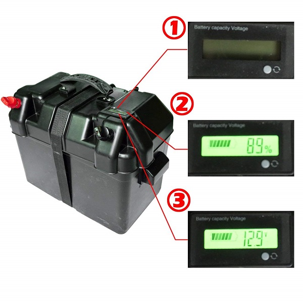 100AH 12V Black Battery Box with LCD Screen for Marine and RVs