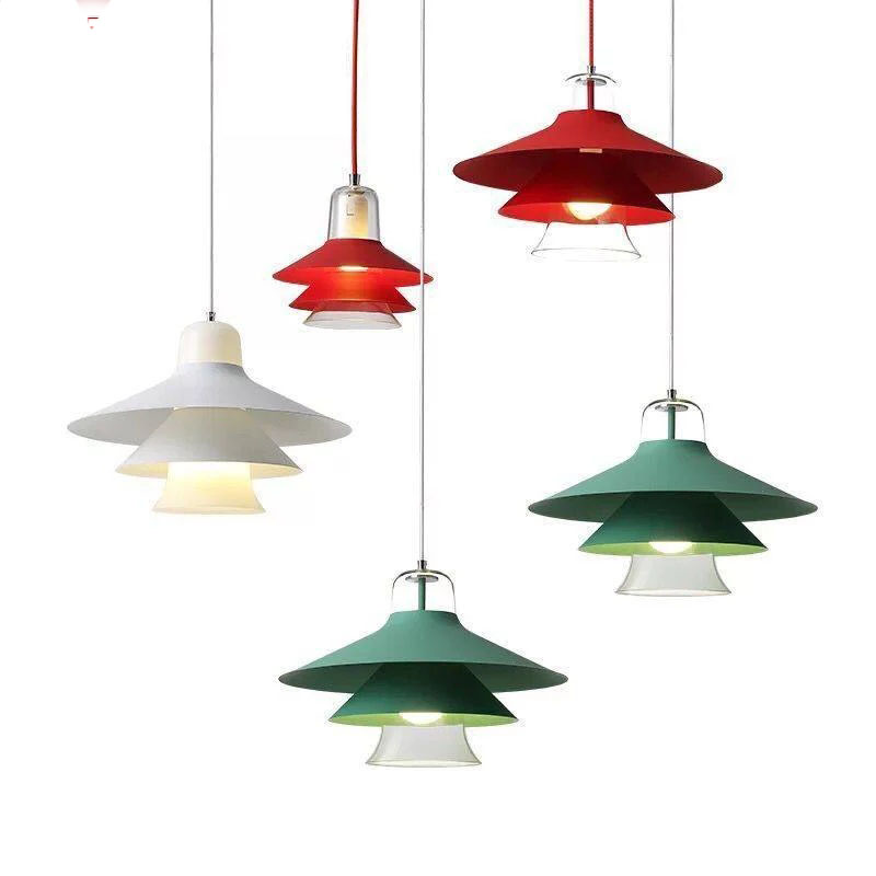 Colorful modern metal glass multilayer pendant light for home