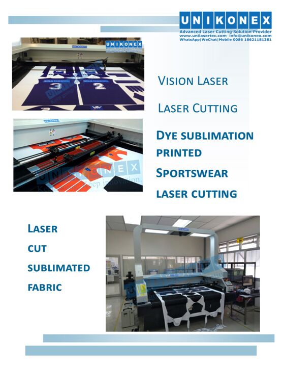 Dye sublimation printed fabric laser cutting by Unikonex vision laser