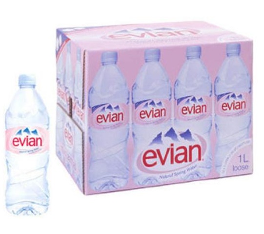 Evian mineral water 33cl, 50cl & 1.5ltr