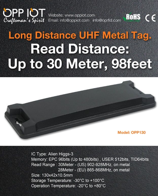 Long reading range up to 30 meters - UHF RFID tag OPP130